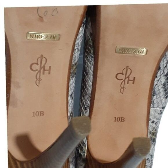 COLE HAAN Snake Print Leather Platform Peep Toe Heels Shoes Sz 10 - Picture 6 of 6